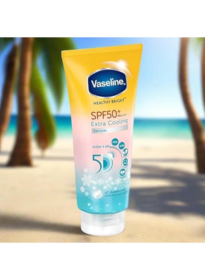 Vaseline Healthy Bright Extra Cooling Serum SPF50 PA++++ Vitamin B3 C E Sun Protection Brightening Body Lotion for Face and Body 265ml - Image 3
